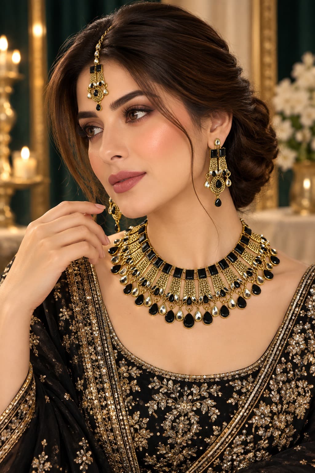 Necklace Set | Elegant Traditional Statement Necklace Jewellery Set-Necklace Set - 0096